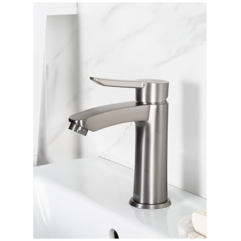 Bristan Apelo Eco Start Basin Mixer with Clicker Waste Gun Metal Grey
