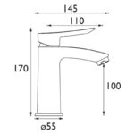 Bristan Apelo Eco Start Basin Mixer with Clicker Waste Gun Metal Grey