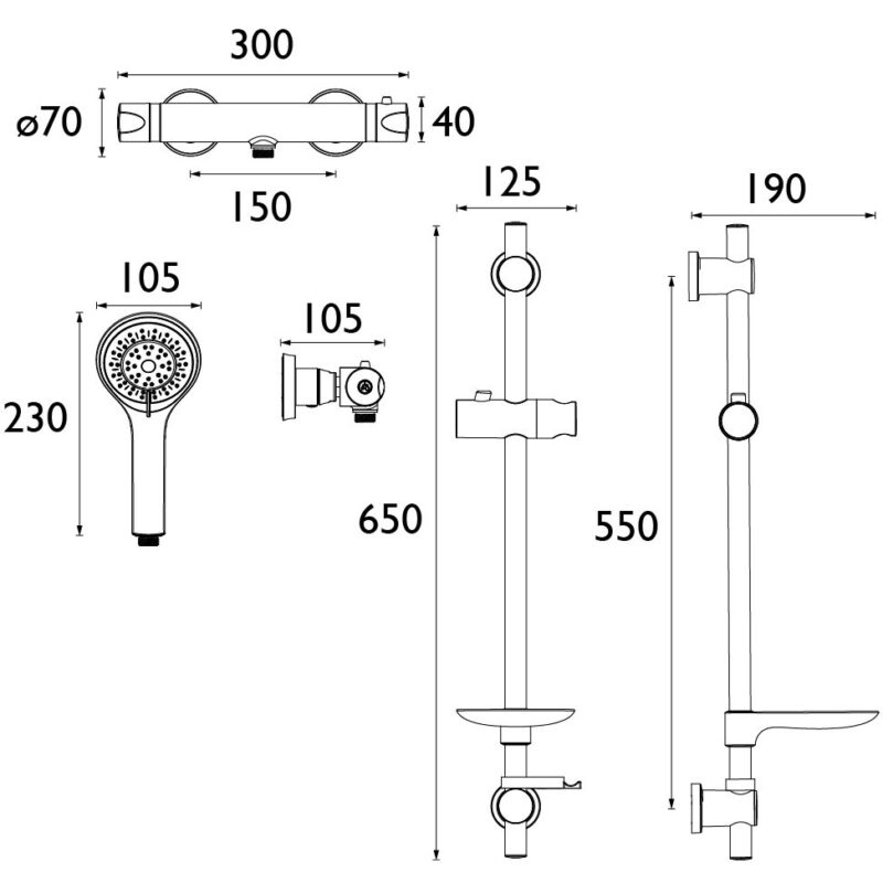 Bristan Artisan Thermostatic Bar Shower Valve with Adjustable Riser