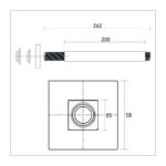 Bristan Ceiling Fed Shower Arm Square 200mm