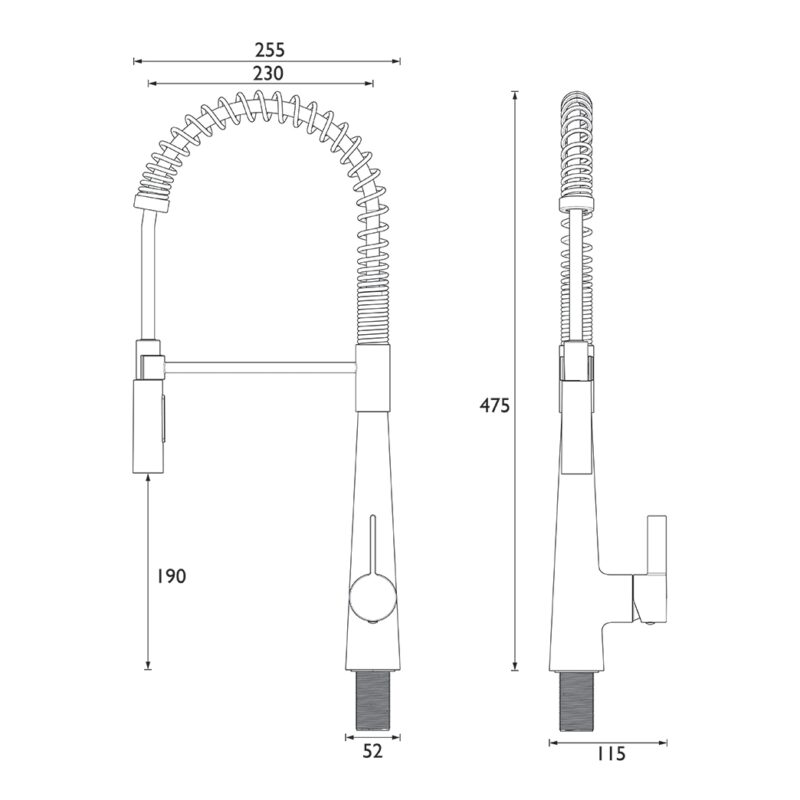 Bristan Axia Professional Sink Mixer with Pull-Down Hose & Eco Start