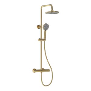 Bristan Buzz Thermostatic Bar Shower with Rigid Riser Brushed Brass