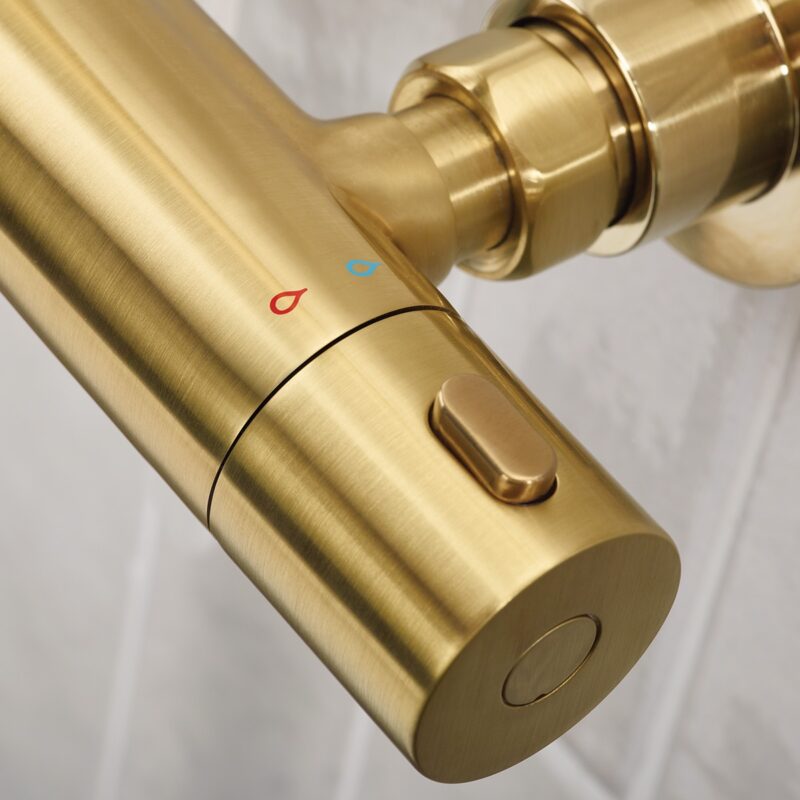 Bristan Buzz Thermostatic Bar Shower with Rigid Riser Brushed Brass