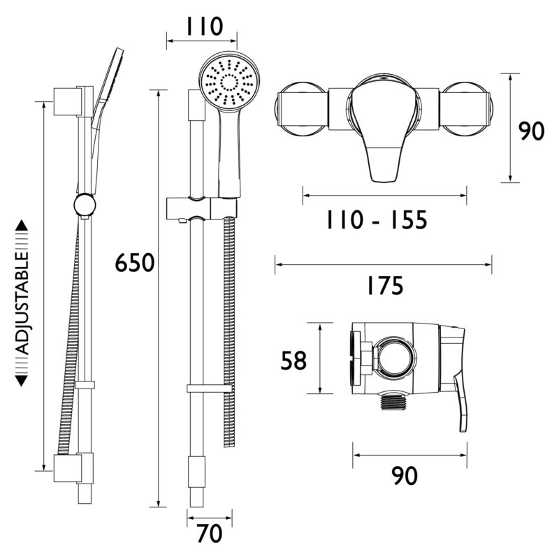 Bristan Capri Exposed Mini Valve Shower Set