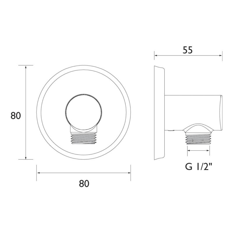 Bristan Contemporary Round Black Shower Wall Outlet