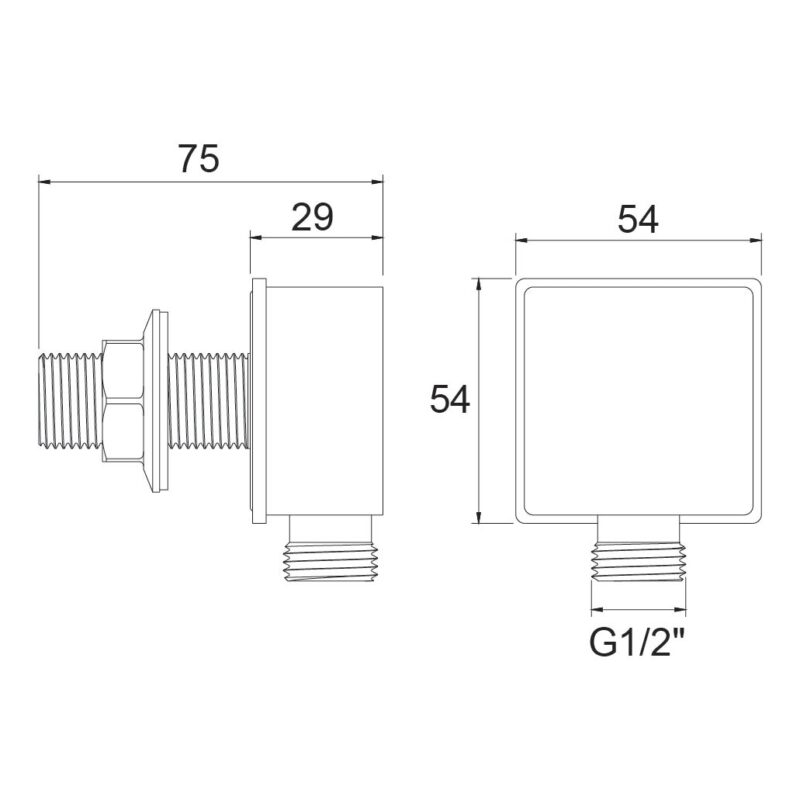 Bristan Contemporary Brushed Brass Square Shower Wall Outlet