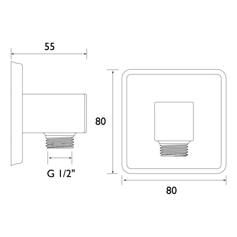 Bristan Contemporary Black Square Shower Wall Outlet