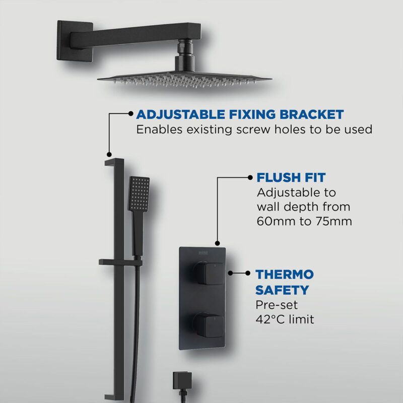 Bristan Cobalt Concealed Dual Control Shower Pack Black