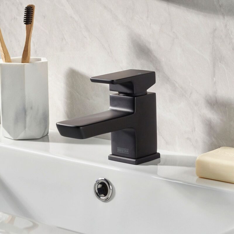 Bristan Cobalt Basin Mixer with Clicker Waste Black