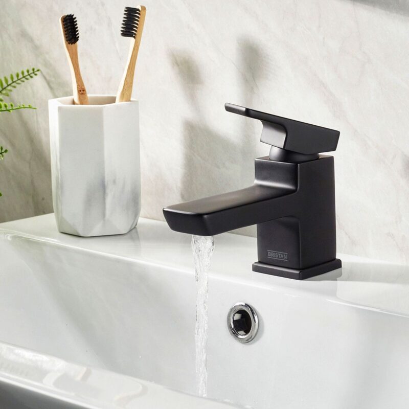Bristan Cobalt Basin Mixer with Clicker Waste Black