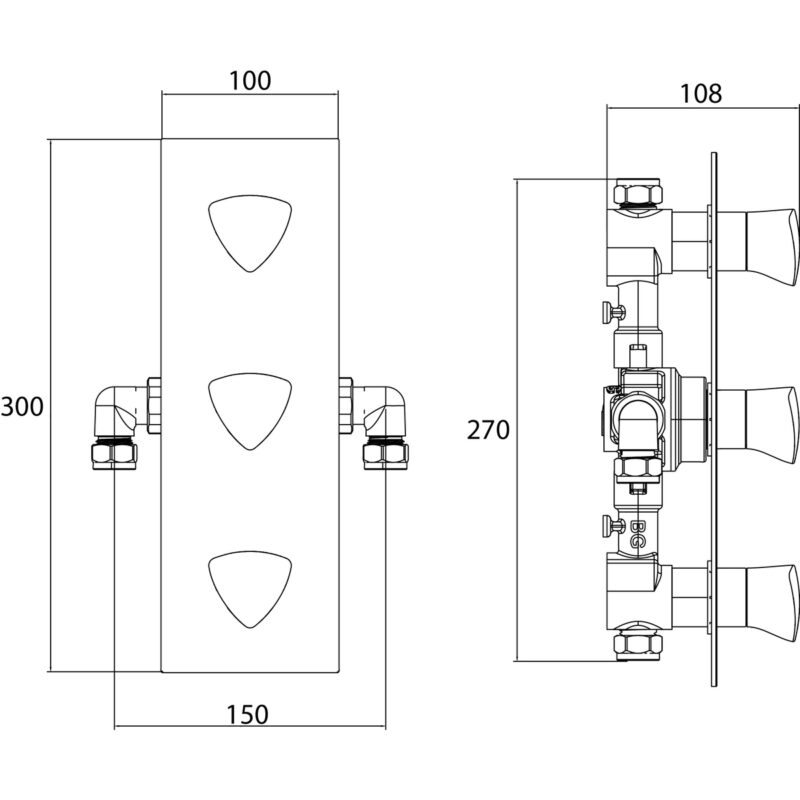 Bristan Cobalt Thermostatic Shower Valve with Twin Stopcocks