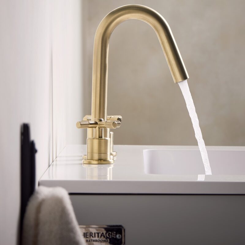 Bristan Cruzar Brushed Brass 3 Hole Basin Mixer