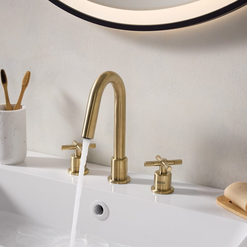 Bristan Cruzar Brushed Brass 3 Hole Basin Mixer