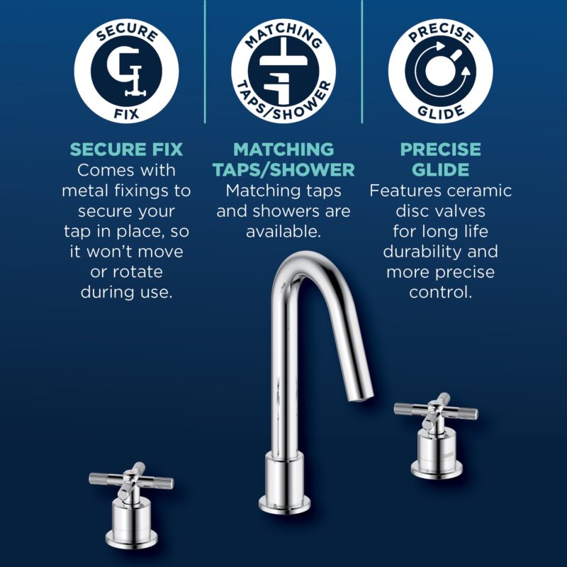 Bristan Cruzar Chrome 3 Hole Basin Mixer