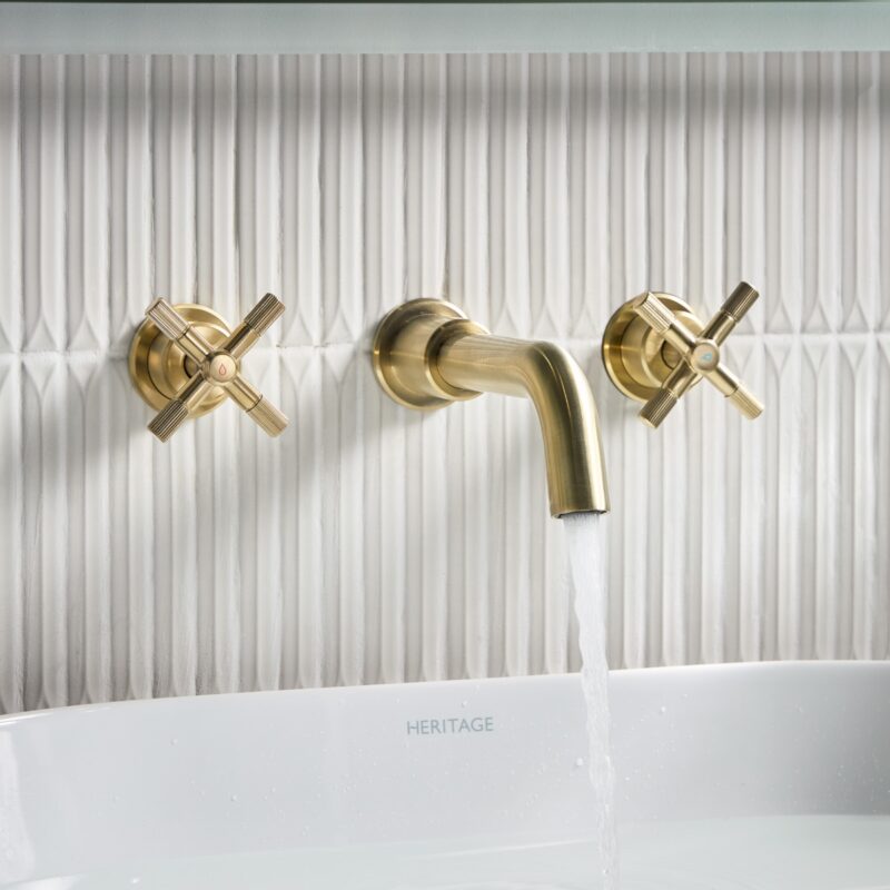 Bristan Cruzar 3 Hole Wall Basin Mixer Brushed Brass
