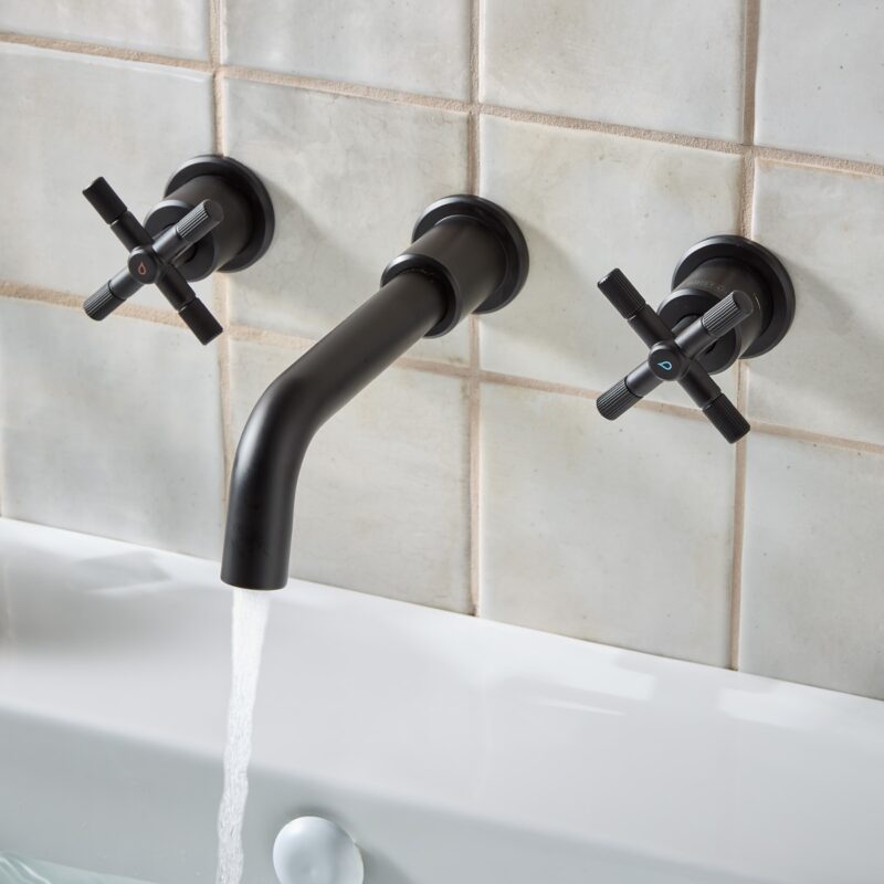 Bristan Cruzar 3 Hole Wall Basin Mixer Black