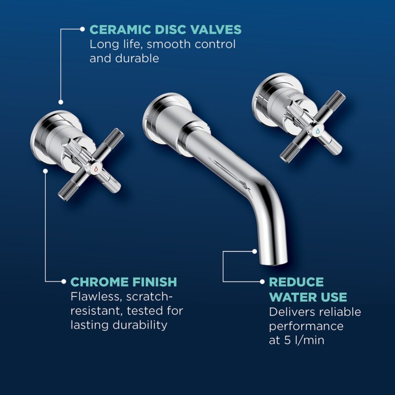 Bristan Cruzar 3 Hole Wall Basin Mixer Chrome