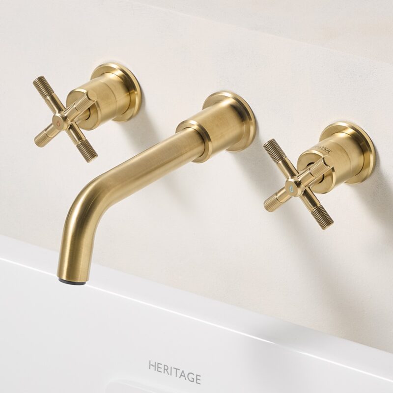 Bristan Cruzar 3 Hole Wall Bath Filler Tap Brushed Brass