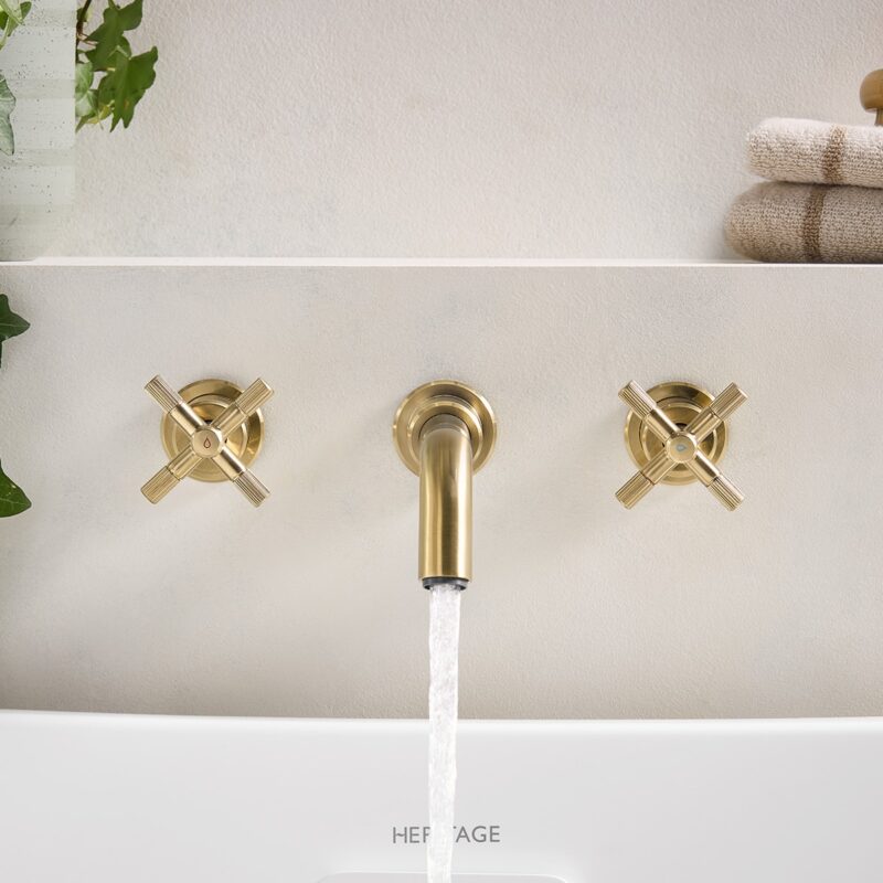 Bristan Cruzar 3 Hole Wall Bath Filler Tap Brushed Brass