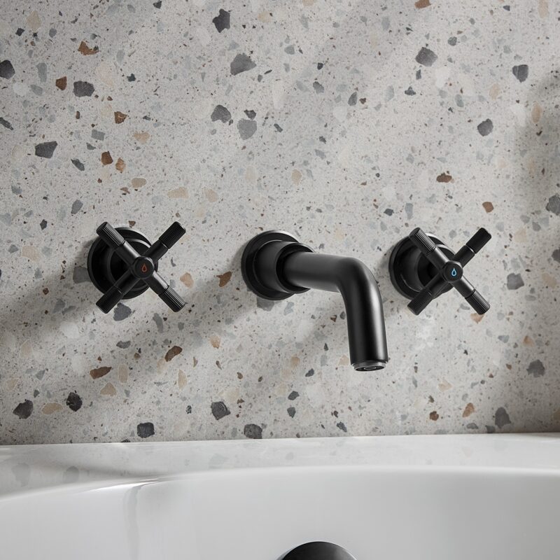 Bristan Cruzar 3 Hole Wall Bath Filler Tap Black