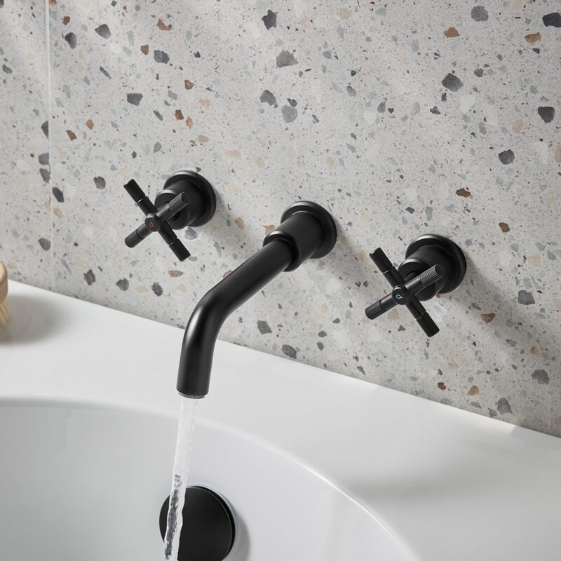 Bristan Cruzar 3 Hole Wall Bath Filler Tap Black