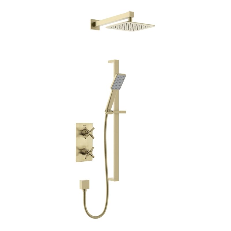 Bristan Cruzar Concealed Shower with Fixed Head & Flexible Riser Brushed Brass Bristan Cruzar Concealed Shower with Fixed Head & Flexible Riser Brushed Brass