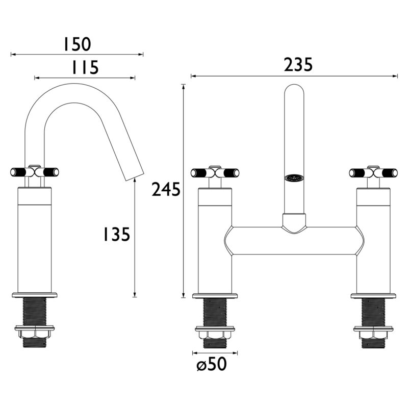 Bristan Cruzar Bath Filler Tap Brushed Brass