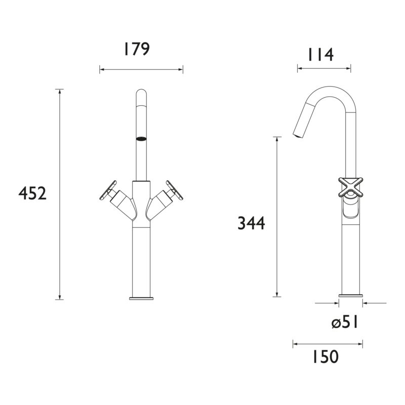Bristan Cruzar Tall Basin Mixer Tap Brushed Brass