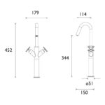 Bristan Cruzar Tall Basin Mixer Tap Black