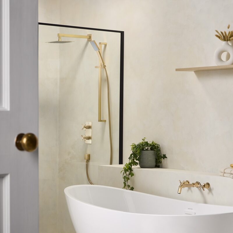 Bristan Cruzar Thermostatic Dual Control Shower Pack 2 Brushed Brass