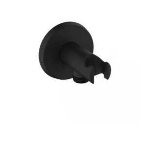 Bristan Contemporary Round Wall Outlet & Handset Holder Black