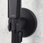Bristan Contemporary Round Wall Outlet & Handset Holder Black