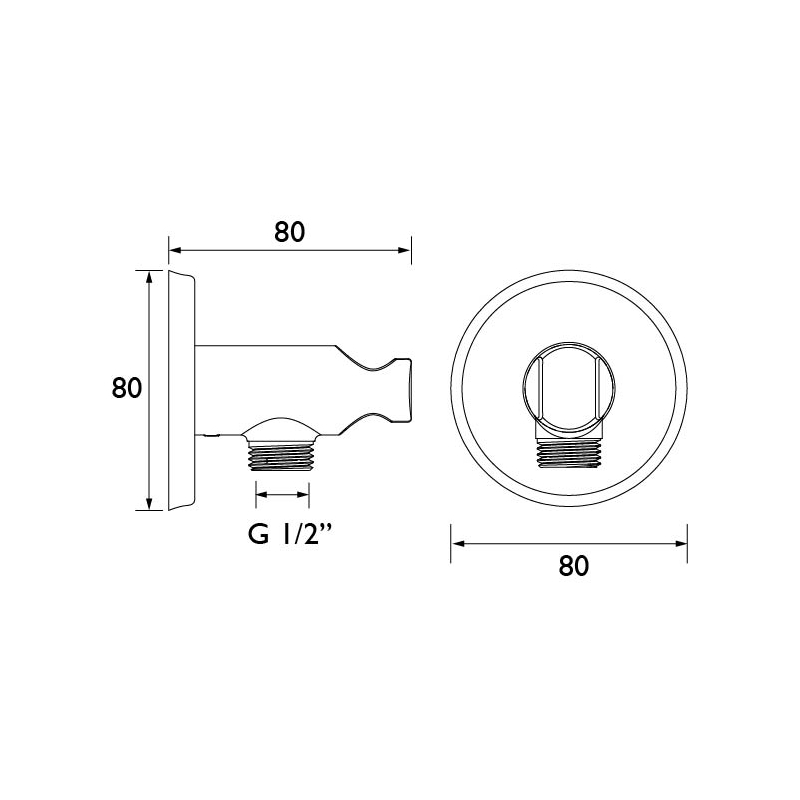 Bristan Contemporary Round Wall Outlet & Handset Holder Black