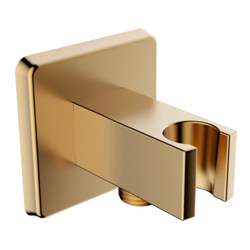 Bristan Contemporary Square Brushed Brass Wall Outlet & Handset Holder Bristan Contemporary Square Brushed Brass Wall Outlet & Handset Holder
