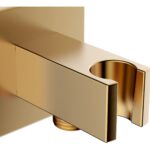 Bristan Contemporary Square Brushed Brass Wall Outlet & Handset Holder