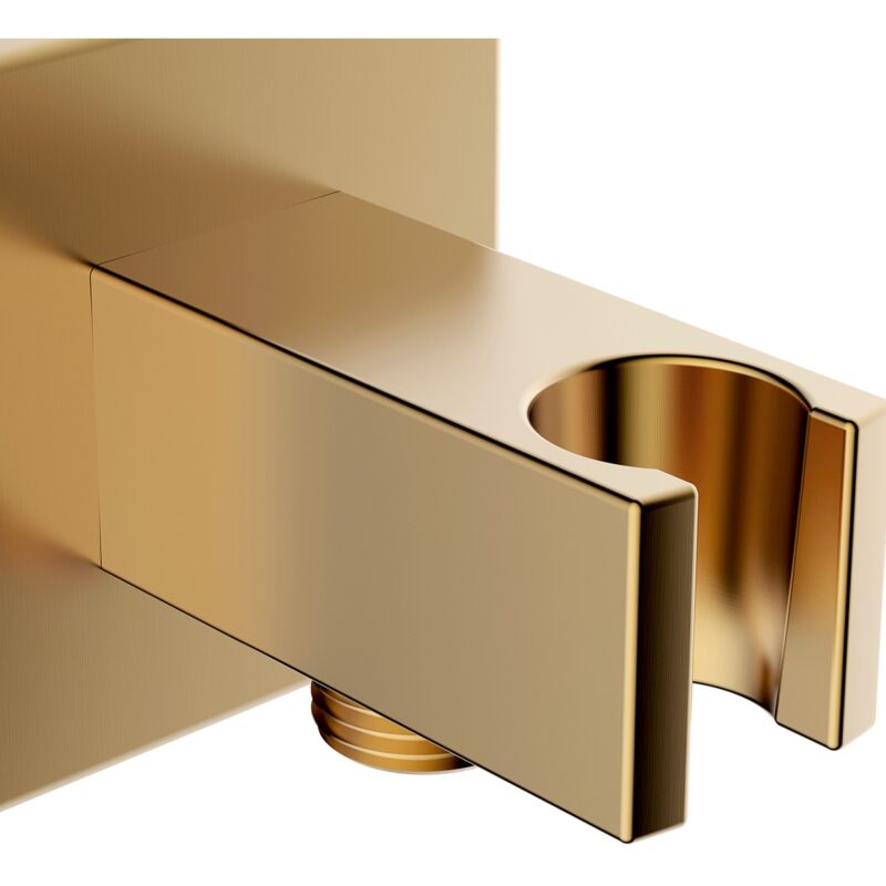 Bristan Contemporary Square Brushed Brass Wall Outlet & Handset Holder