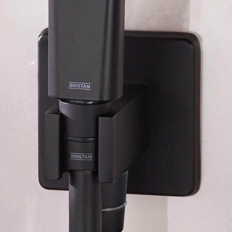 Bristan Contemporary Square Black Wall Outlet & Handset Holder