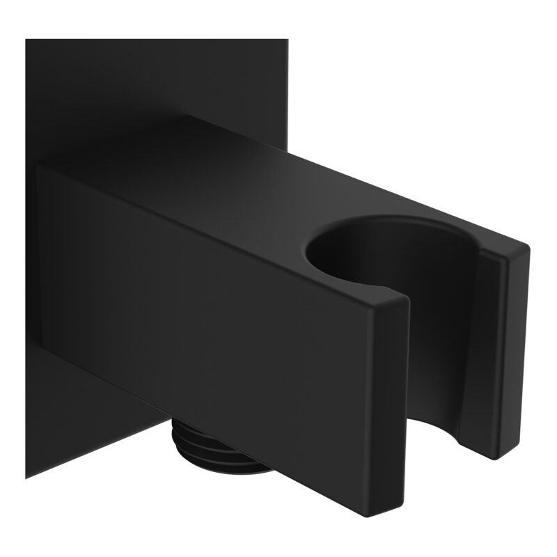 Bristan Contemporary Square Black Wall Outlet & Handset Holder