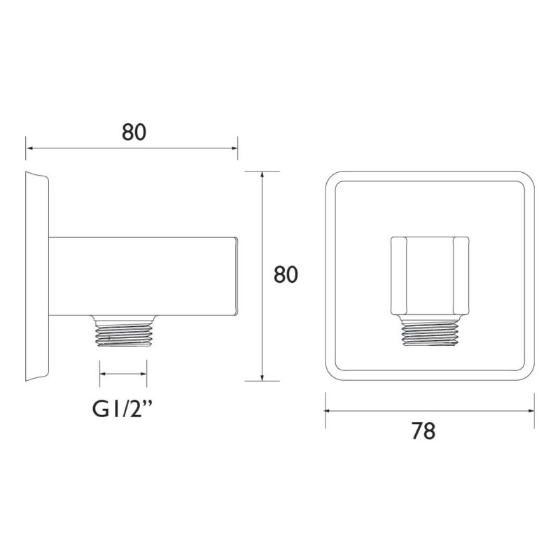 Bristan Contemporary Square Black Wall Outlet & Handset Holder