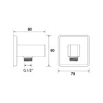 Bristan Square Wall Outlet with Handset Holder Bracket