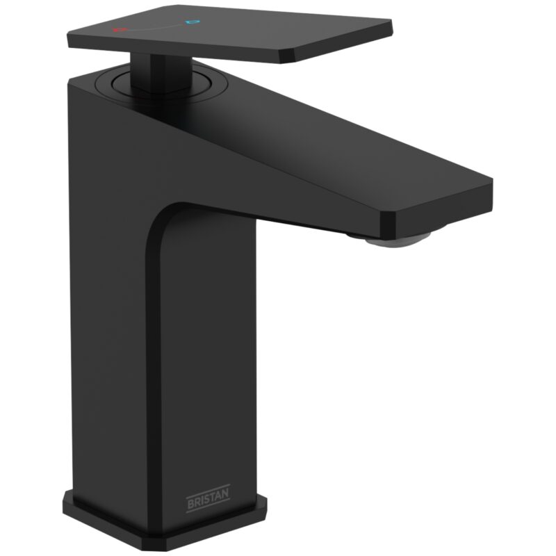 Bristan Delgado Eco Start Basin Mixer Tap with Clicker Waste Black