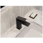 Bristan Delgado Eco Start Basin Mixer Tap with Clicker Waste Black
