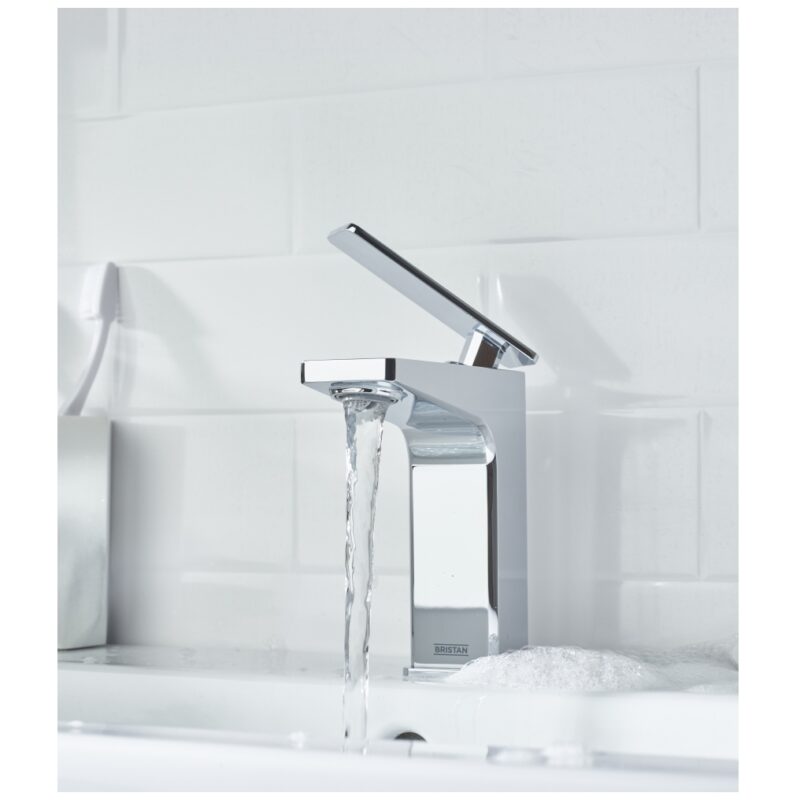 Bristan Delgado Eco Start Basin Mixer Tap with Clicker Waste Chrome