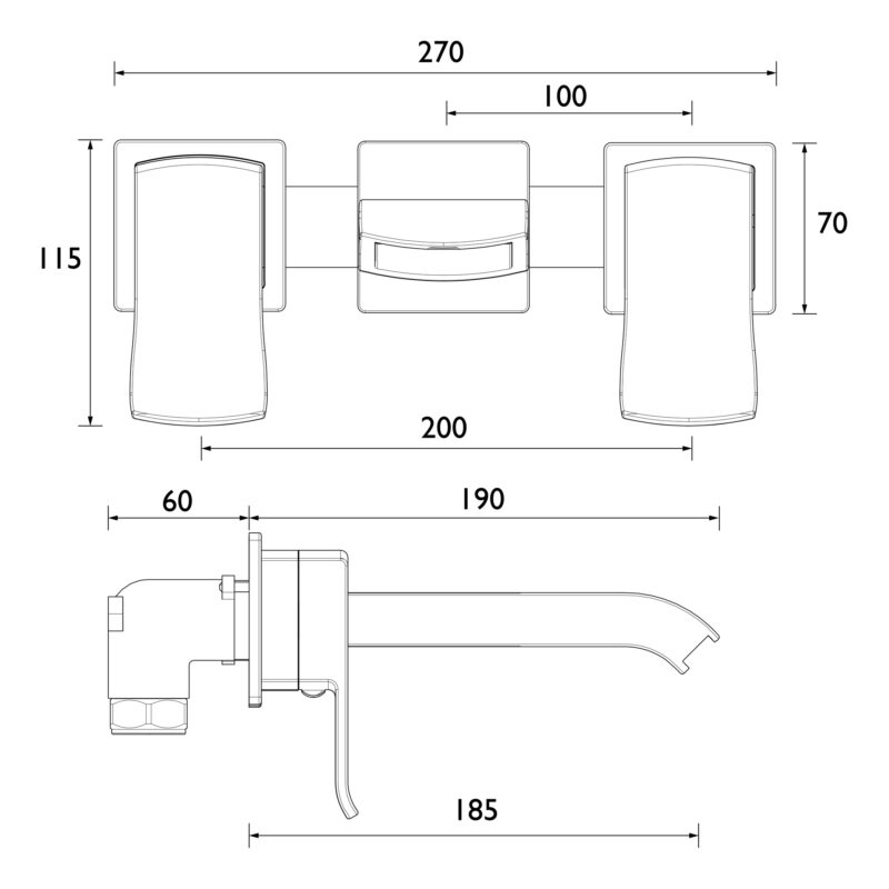 Bristan Descent Wall Mounted Bath Filler Chrome