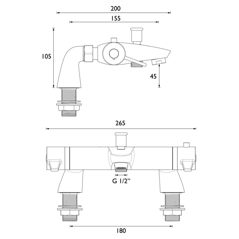 Bristan Design Utility Lever Thermostatic TMV2 Bath Shower Mixer
