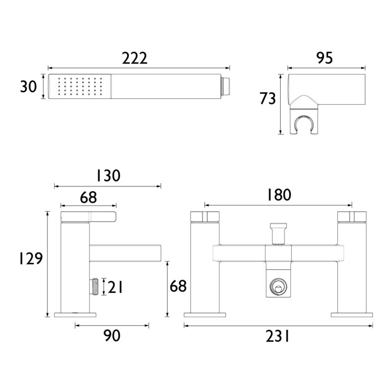 Bristan Elevar Matt Black Bath Shower Mixer Tap