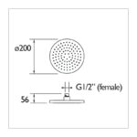 Bristan ABS 200mm Round Fixed Head Brushed Brass