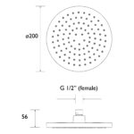 Bristan ABS 200mm Round Fixed Head Black