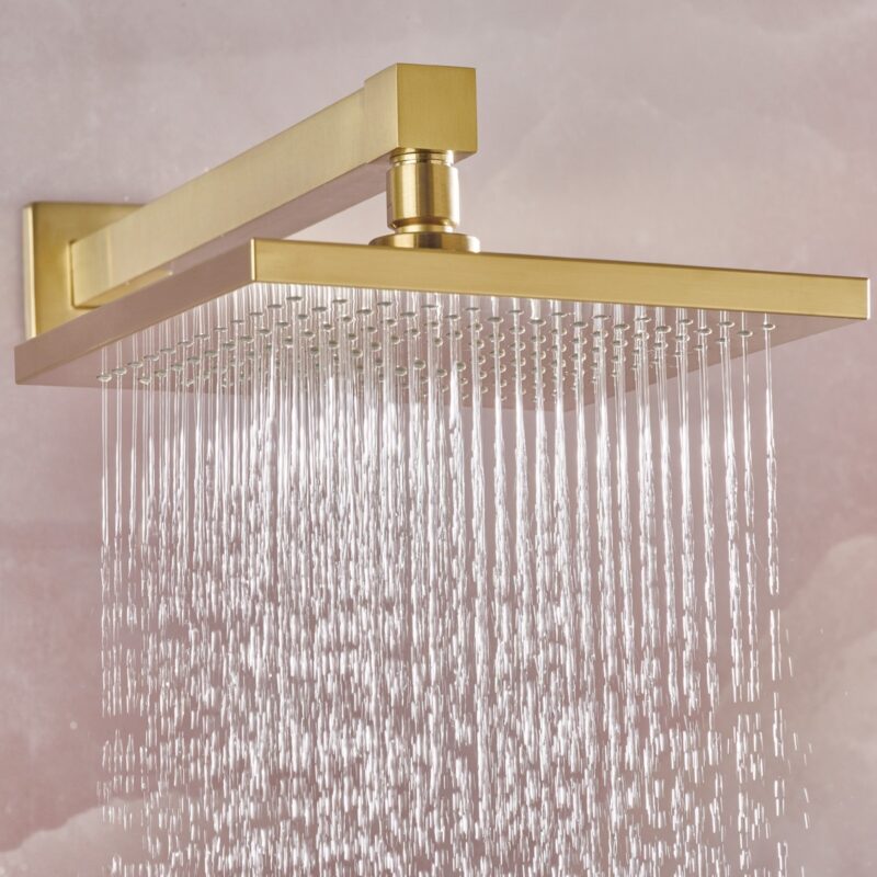 Bristan ABS 200mm Square Fixed Head Brushed Brass