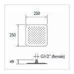 Bristan Stainless Steel Slimline 250mm Square Fixed Head